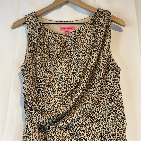 BETSEY JOHNSON Women’s Size 12 Dress Animal Leopard Stretch Sleeveless Lined - Picture 7 of 13